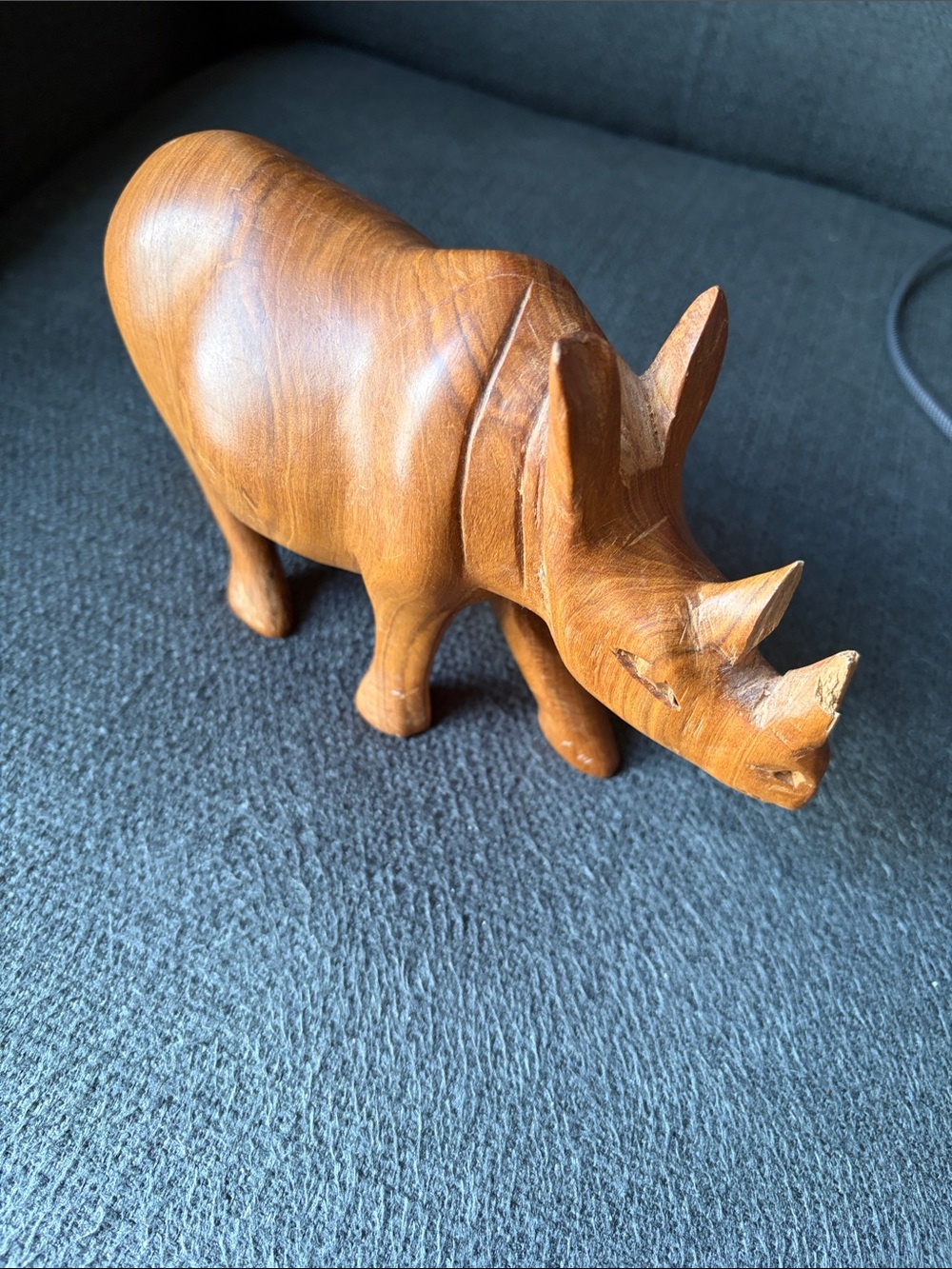 Wooden Rhino Figurine - GUC